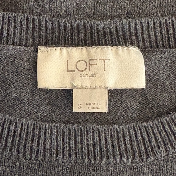 LOFT Sweater Snowflake Knit Charcoal Gray Christmas Pullover Cotton Women's S - Picture 5 of 6